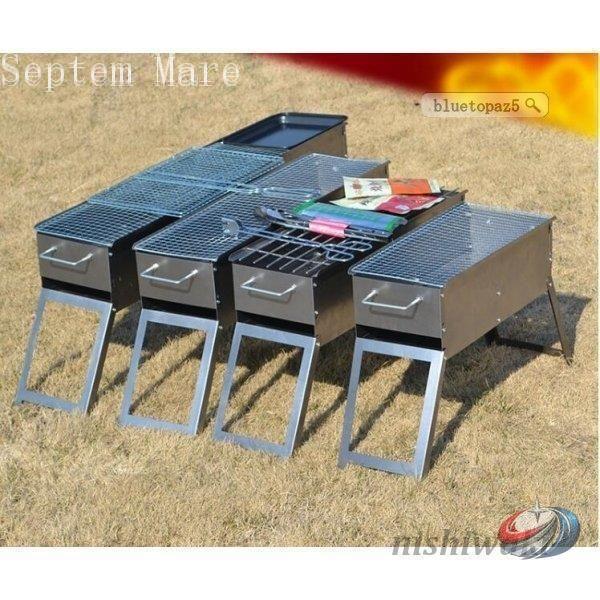 バーベキューコンロ コンパクト ステンレス BBQコンロ 組み立て式 ゾンチー 焚き火台としても使えるアウトドア向けバーベキューグリルの画像