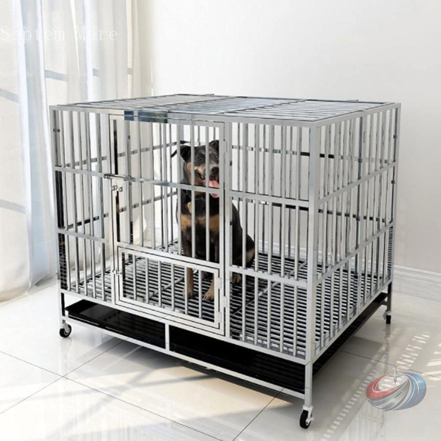 犬用ケージ あらゆる種類のペットの犬と猫に適したステンレス製の犬用 