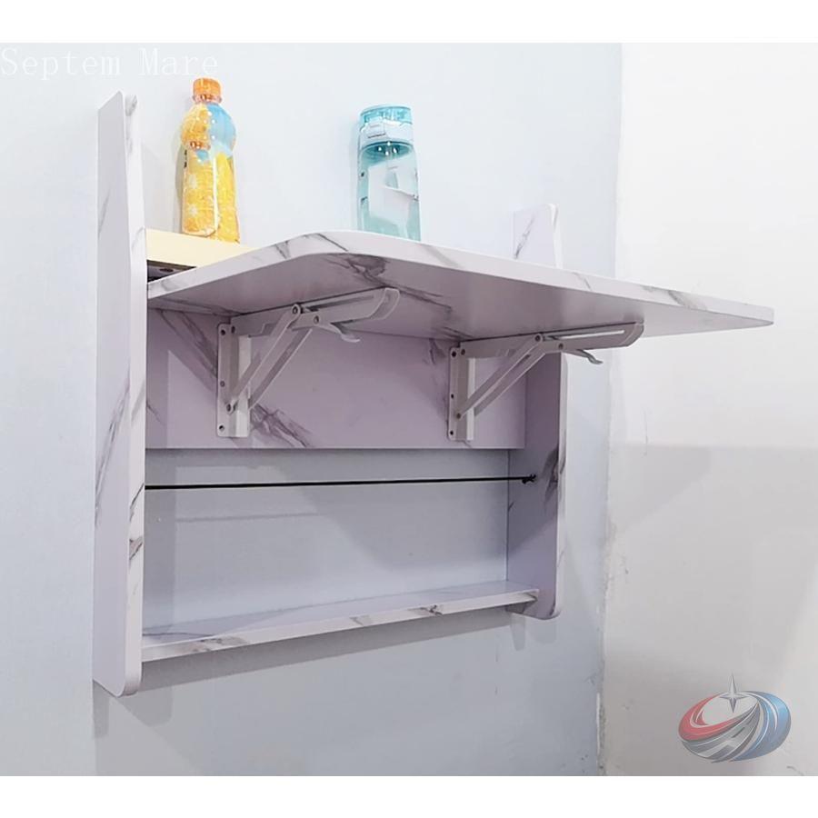 壁掛け折りたたみテーブル 木製 ドロップリーフテーブル 長方形 64cm 84cm幅 ゾンチー 大理石調デザインで空間を上品に見せる省スペース壁付けテーブル_5