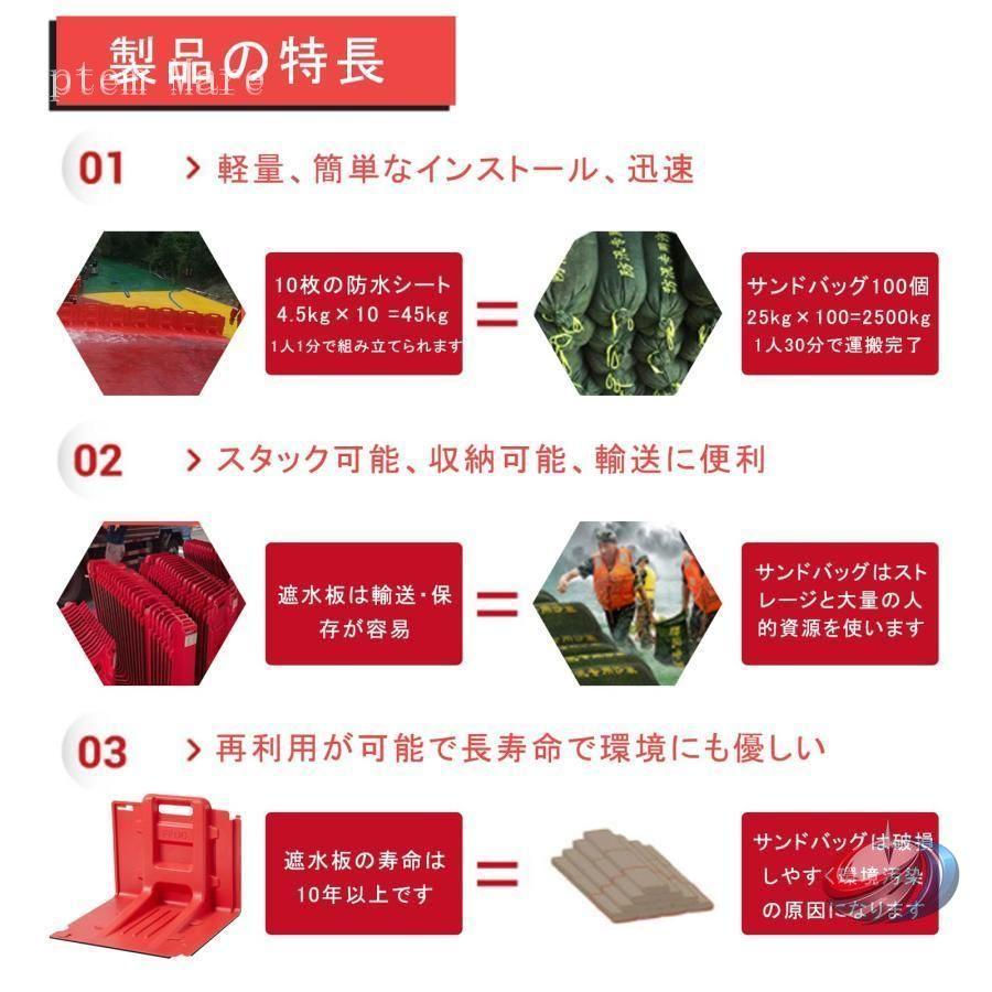 止水板 ハイエンドABS素材 水害対策 ゾンチー 奥行68cm 幅70.5cm 高さ52.8cm 再利用しやすく移動も簡単な防水バリアの画像