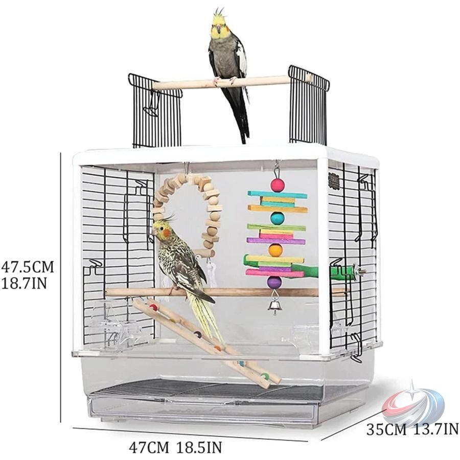 バードケージ 透明アクリル 鳥かご ポータブル ゾンチー 教育玩具付きで旅行や日常飼育にも使いやすい 大型飛行タイプの鳥ケージ_1
