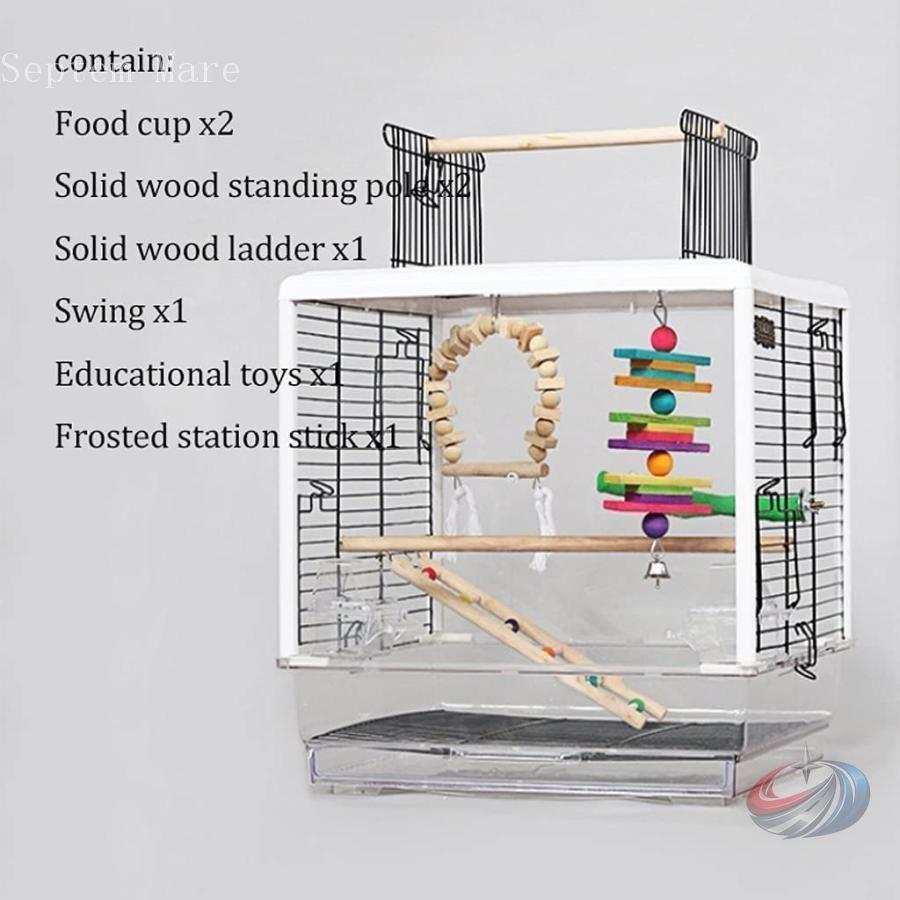 バードケージ 透明アクリル 鳥かご ポータブル ゾンチー 教育玩具付きで旅行や日常飼育にも使いやすい 大型飛行タイプの鳥ケージ_2