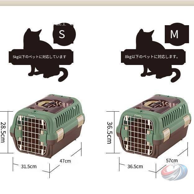 ペットキャリー ダブルドア 超小型犬 猫用 S Mサイズ ゾンチー 出し入れしやすく移動も安心 通院や旅行に便利なシンプルペットキャリーの画像