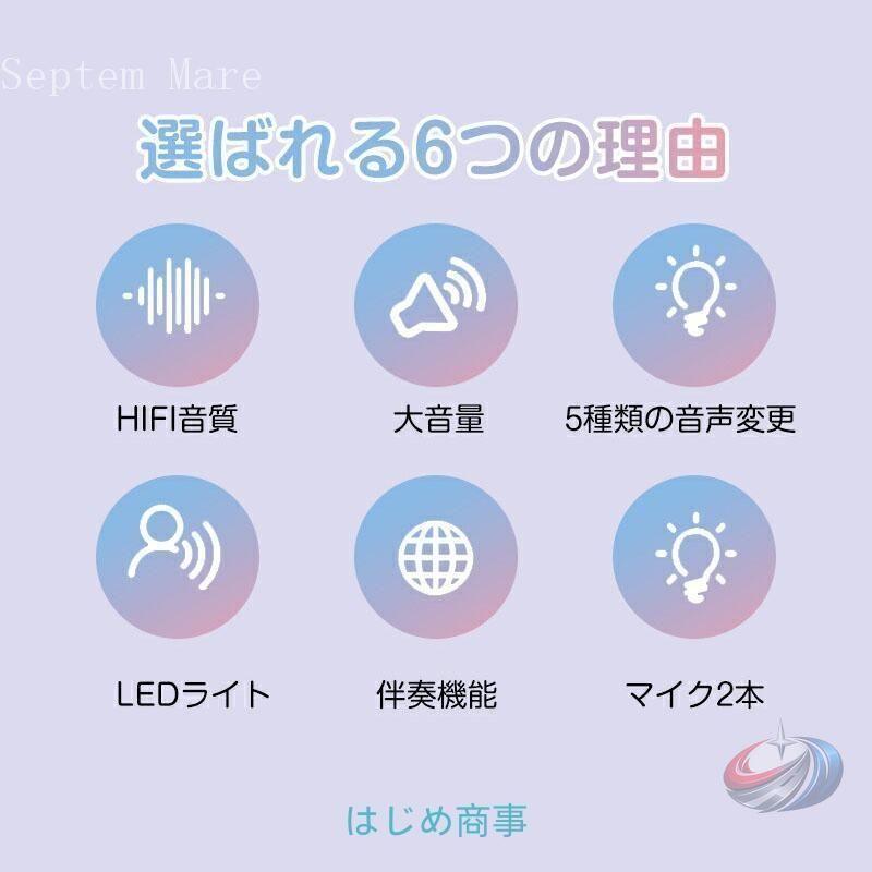 カラオケマイク スピーカーセット 子供用 Bluetooth マイク2本 ゾンチー LEDライト付きで自宅 アウトドアでも盛り上がりやすい音楽セット_6