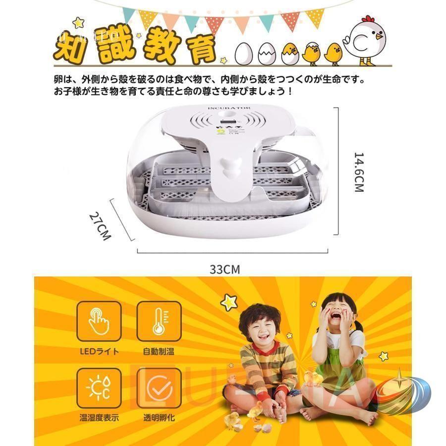 インキュベーター 自動孵卵器 孵化器 検卵ライト付き 自動転卵式 16個 