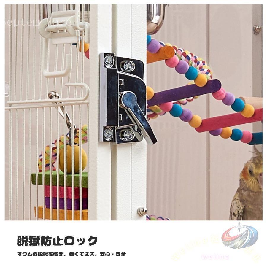 クリアアクリル鳥かご 複数飼い大型インコ ケージ セキセイインコ ゴザクラインコ オカメインコ 鳥籠 W46×D46×H77cm 外寸 おしゃれで見やすいの画像
