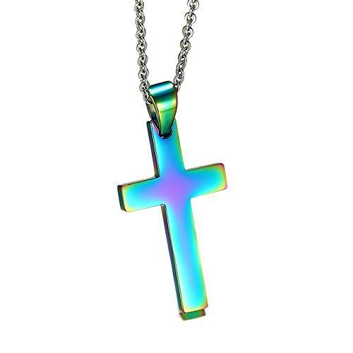 Seal限定商品 レディースアクセサリー Rockyu Rockyu ジュエリー ブランド 人気 十字架 ネックレス レディース チタン ステンレス 青 紫 クロスペンダント 男女兼用 シンプル アンティー Www Threeriversofs Com