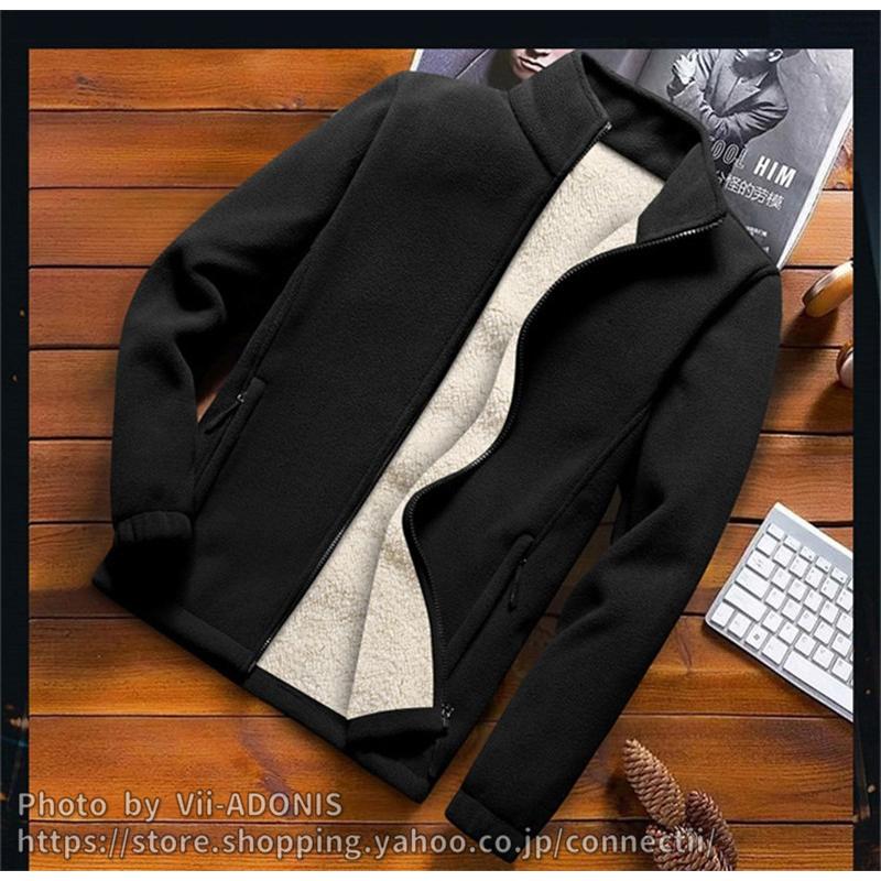 フリースジャケット メンズ 裏ボア ジャケット 暖かい ブルゾン