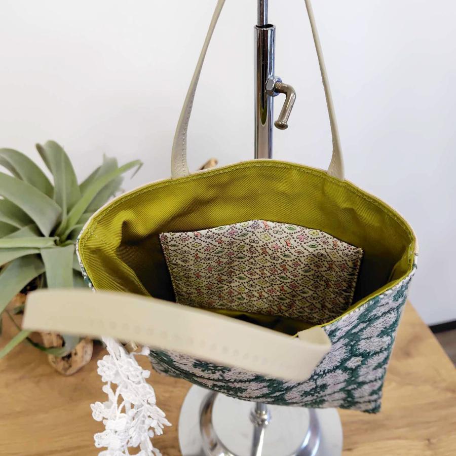 ミナペルホネン/forest wave + anemoneアネモネグリーン/手提げ