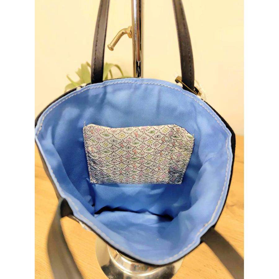 ミナペルホネン/タンバリンネイビー×白/手提げトート トーストサイズ