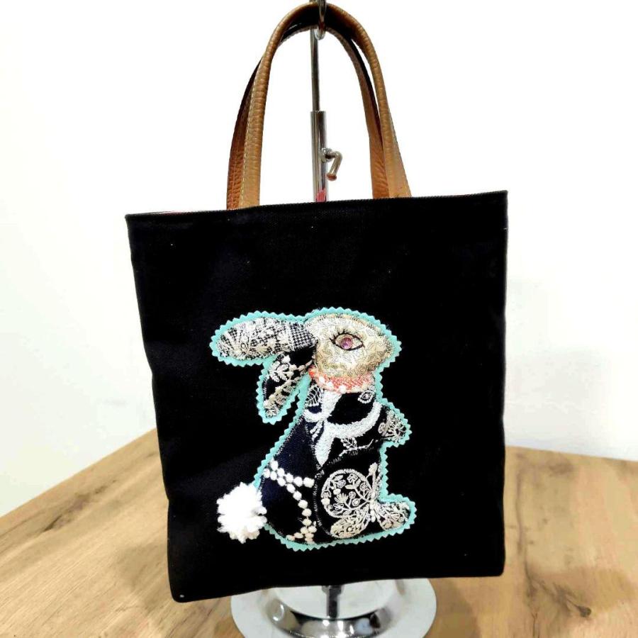 毎日トートMサイズミナペルホネンうさぎさん/カケラパッチ/手黒リネンヌメ革丸芯入 毎日トートMサイズミナペルホネン/ダークネイビー系ぷっくりうさぎさん