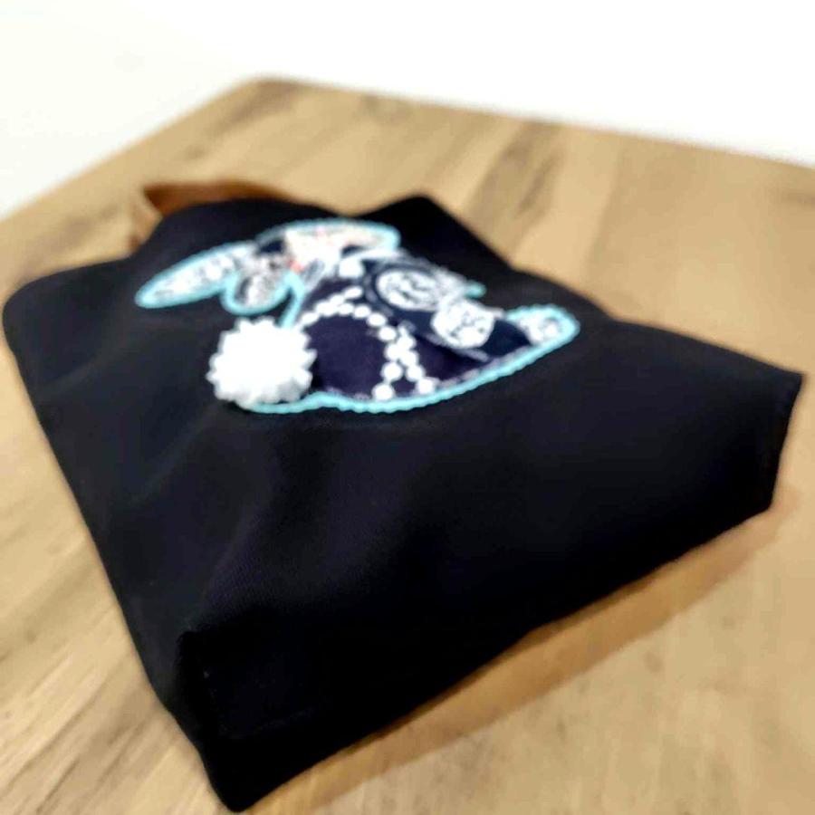 毎日トートMサイズミナペルホネン/ダークネイビー系ぷっくりうさぎさん