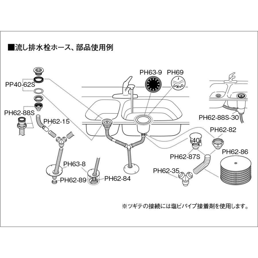 SANEI（水栓金具） 流し排水栓取付パッキン PP40-62S-S[30710053