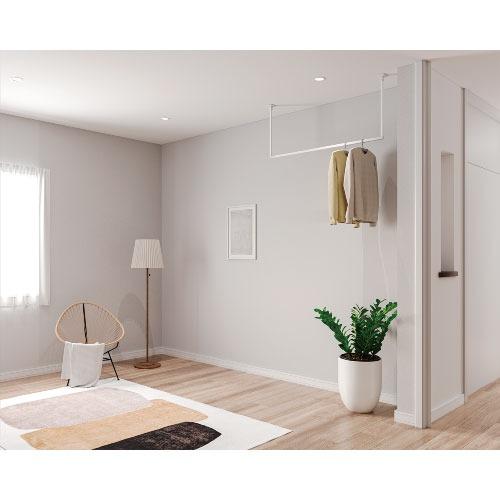 室内物干し ホスクリーン BAR型 天井付け固定式 川口技研 [BAR1-6018-W