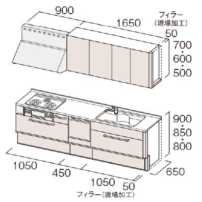 トクラス システムキッチン Bb 間口2600 フロアスライドプラン I トクラス システムキッチン Bb 間口2600 フロアスライドプラン I