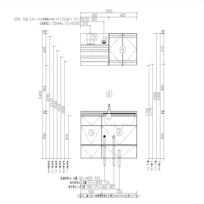 トクラス　システムキッチン　Bb　コンパクトプラン　コンロ無し　間口1200　フロアスライド　I型　扉グレード　E／C　メーカー直送