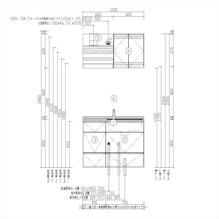 トクラス　システムキッチン　Bb　K／H　コンロ無し　コンパクトプラン　大引出し　I型　扉グレード　間口1200　メーカー直送