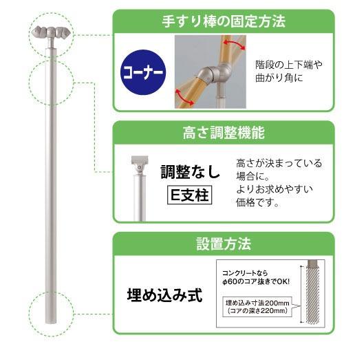 屋外用手すり BAUHAUS フリーRレール E埋め込み式コーナー支柱 H900mm