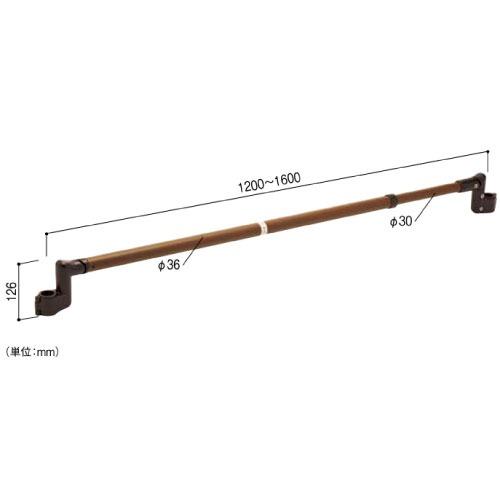室外用 わたレールEK 伸縮タイプ 1200〜1600mm マツ六 [BZW-1612EK