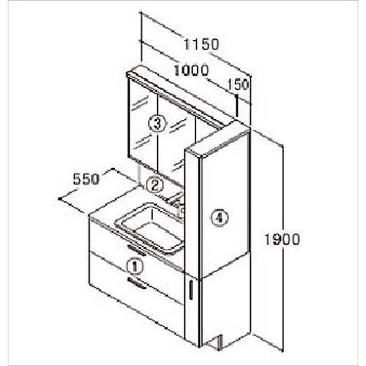 洗面化粧台 ドレーナ TOTO間口1150mm セットプラン 受注生産品    メーカー直送｜conpaneya｜03