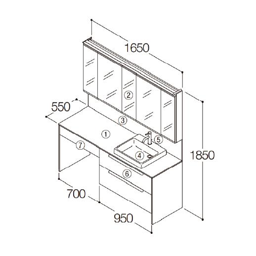 爆買 洗面化粧台 エスクア 間口1670mm TOTO [ESCUA03] ミラー