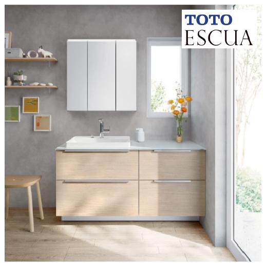 洗面化粧台 エスクア 間口1350mm TOTO [ESCUA13] ミラーキャビネット