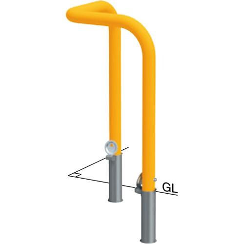 アーチ φ60.5(t2.8)×W600×W600×H800mm カラー:黄 [FAA-7SKR6-800(Y)] サンポール 受注生産品 キャンセル不可 納期約1ヶ月 メーカー直送