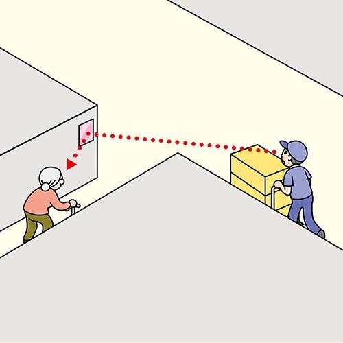 安全ミラー FFミラー通路 接着タイプ・片側用 室内設置専用 [FT23A] ミラー 安全用品 防犯ミラー 衝突防止 コミー Komyメーカー直送の画像