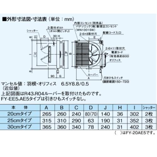 換気扇 インテリア形換気扇 20cm 強弱速調付 パナソニック