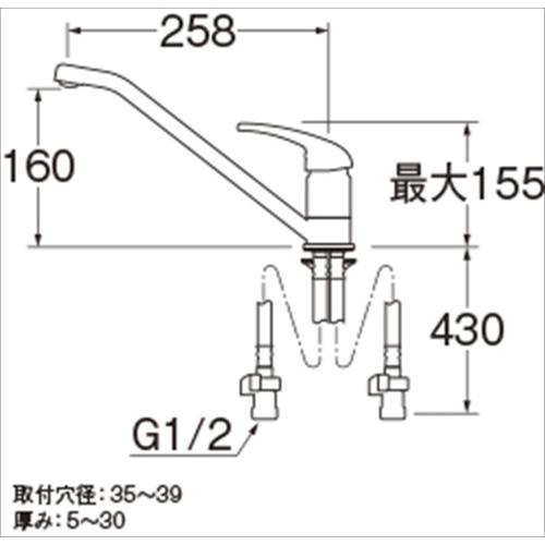 シングルワンホール混合栓 [K87111EJV-13] ワンホールシングルレバー式 キッチン用 水栓 SANEI 三栄水栓製作所｜conpaneya｜02