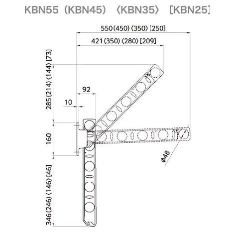 屋外用物干し 腰壁用物干金物 [KBN55-ST] DRY・WAVE(ドライ・ウェーブ) ステンカラー 2本入  竿なし タカラ産業株式会社 メーカー直送｜conpaneya｜02