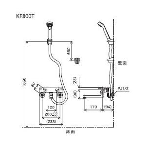 シャワー　水栓　浴室用水栓　KVK　サーモスタット式シャワー　[KF800T]　あすつく