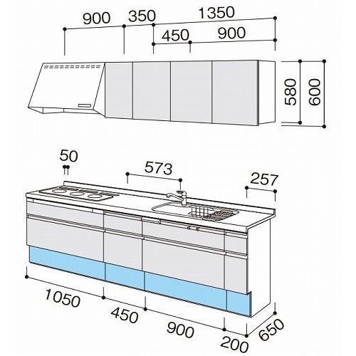 パナソニック　システムキッチン　ラクシーナ　シルバー色ストッカー　メーカー直送　トリプルワイドIH　奥行65cm　間口2600　扉グレード10　I型