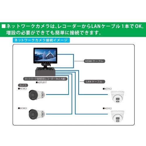 防犯カメラ NC4CH防犯カメラ専用レコーダー(PoE内蔵) 1TB組み込み