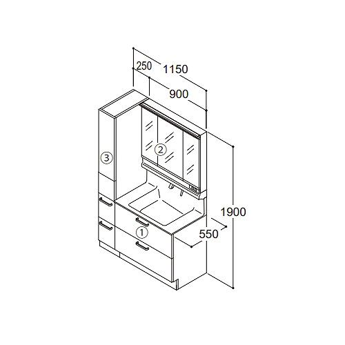 爆買 洗面化粧台 オクターブライト TOTO [octavelite03] 間口1150 3面