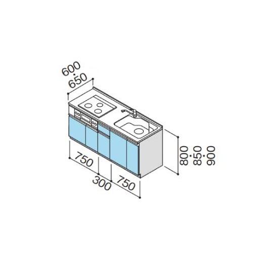 納期約2週間　クリナップ　システムキッチン　Ｉ型　下台のみ　W1800　開き扉　シンシアシリーズ　メーカー直送　ラクエラ