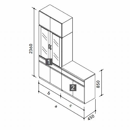 ② カップボード右下 キッチン収納 食器棚 ハイタイプのカップボード | 【公式】LOWYA