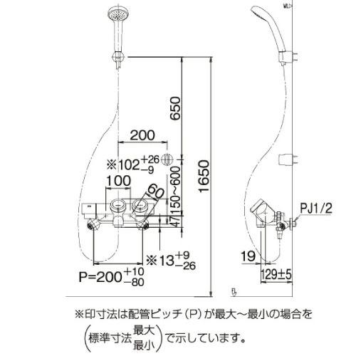 浴室用水栓 サーモスタット付シャワーバス水栓 リクシル LIXIL [RBF