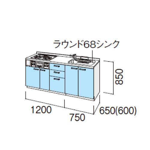 シエラ 爆買 リクシル システムキッチン シエラS 下台のみ 間口195cm W1950mm 壁付I型 奥行65cm 開き扉プラン 扉グループ ...