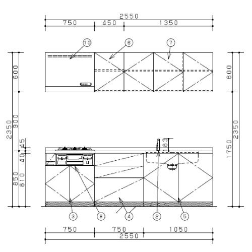 Panasonic（パナソニック） システムキッチン Vスタイル 間口255cm