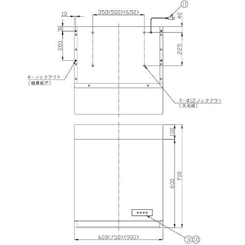 深型レンジフード 幅600mm プロペラファン 25cm羽根 [WEP-603A□] 電動式シャッター金属換気扇付 前幕板別売 深型フード 排気 高須産業メーカー直送の画像