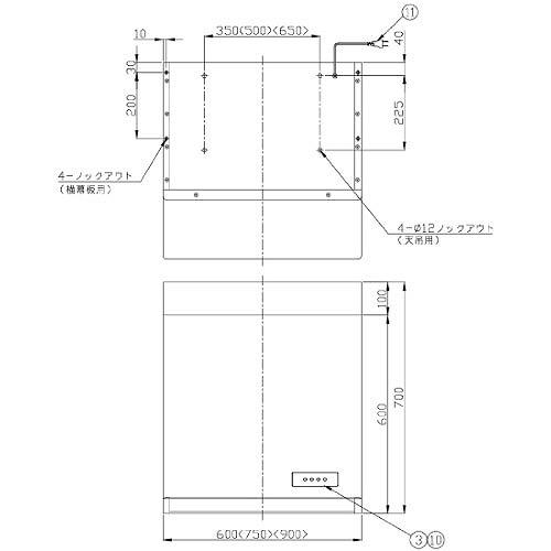 深型レンジフード 幅900mm プロペラファン 25cm羽根 [WEP-903A□] 電動式シャッター金属換気扇付 前幕板別売 深型フード 排気 高須産業メーカー直送の画像