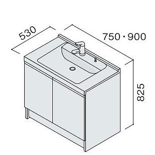 洗面化粧台 シーラインスタンダードD530 幅750mm 両開き 標準