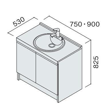 洗面化粧台 シーラインスタンダードD530 幅750mm 両開き タイル調