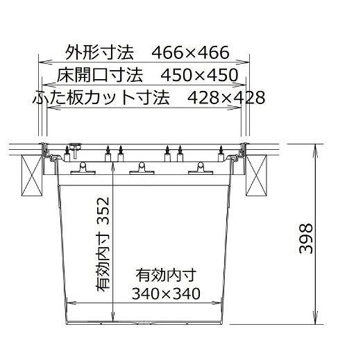 樹脂枠気密型床下収納庫 深型 クッションフロアー用 CF用 450×450