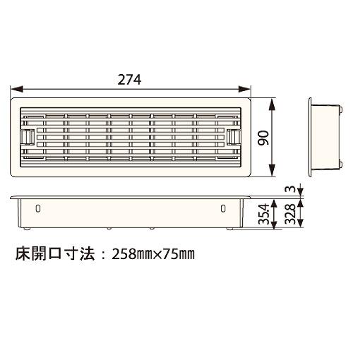 値下げしました！Joto　ルームガラリ【6個入り】　1ｹｰｽ＝9,000円 ルームガラリ 6セット 城東テクノ JOTO [YV-7530-□] 床用ガラリ 床