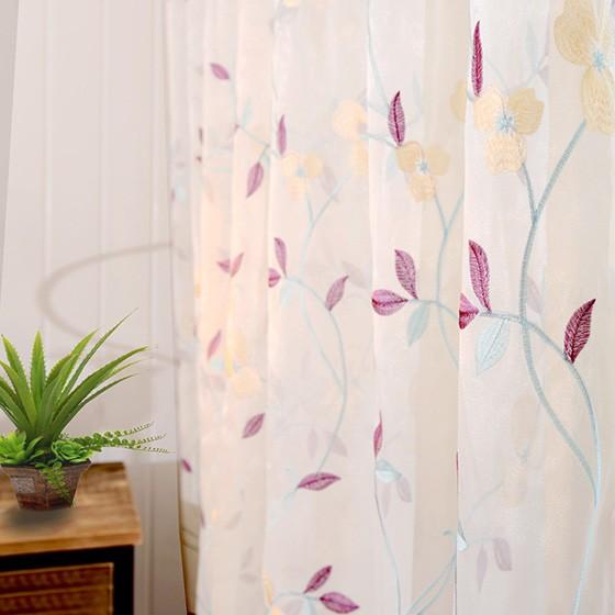 超人気 カーテン 花柄 腰窓 オーダー 子供部屋 上飾り オーダーメイド 刺繍 パープル 豪華 北欧 カーテン Uvカット レースカーテン おしゃれ 送料込 Atempletonphoto Com