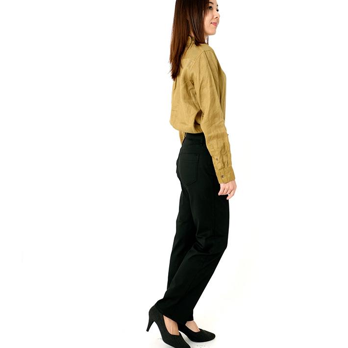 ストレートパンツ レディース ブラック ストレッチ ジーンズ