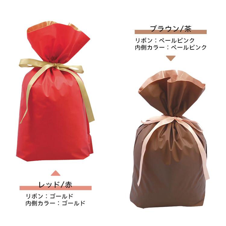 カクケイ 【ラッピング用ギフトバッグ レッド赤・ブラウン茶 M L LL