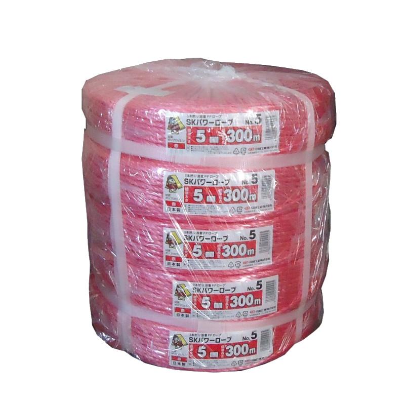 SKパワーロープカラー　NO.5　赤　5mm×300m　5巻（1梱包）　信越工業　【代引き不可】【送料無料※北海道、沖縄、離島除く】　 | 
